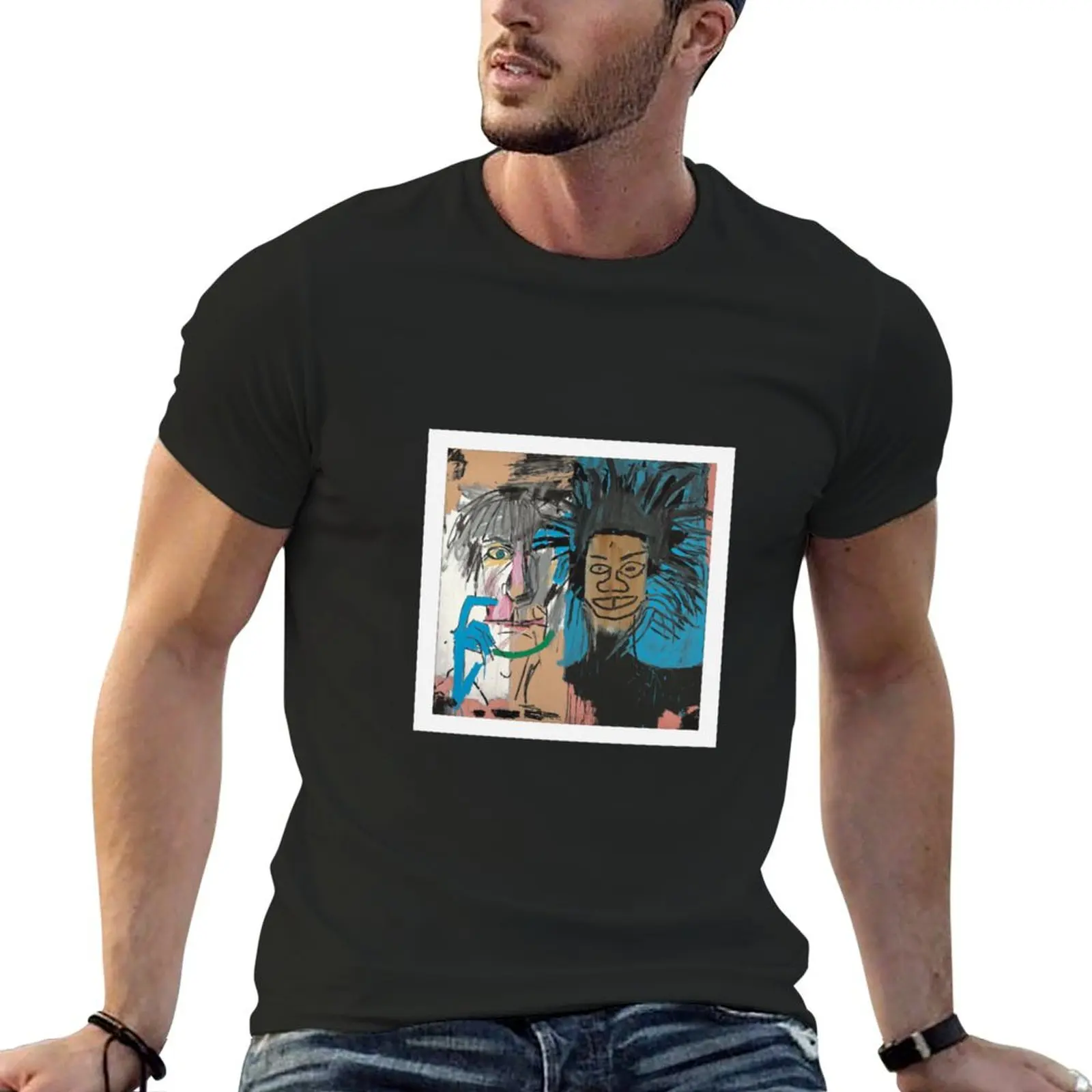 

Collaboration jean-michel and warhol - painting T-Shirt vintage graphic tee funnys cute clothes mens graphic t-shirts