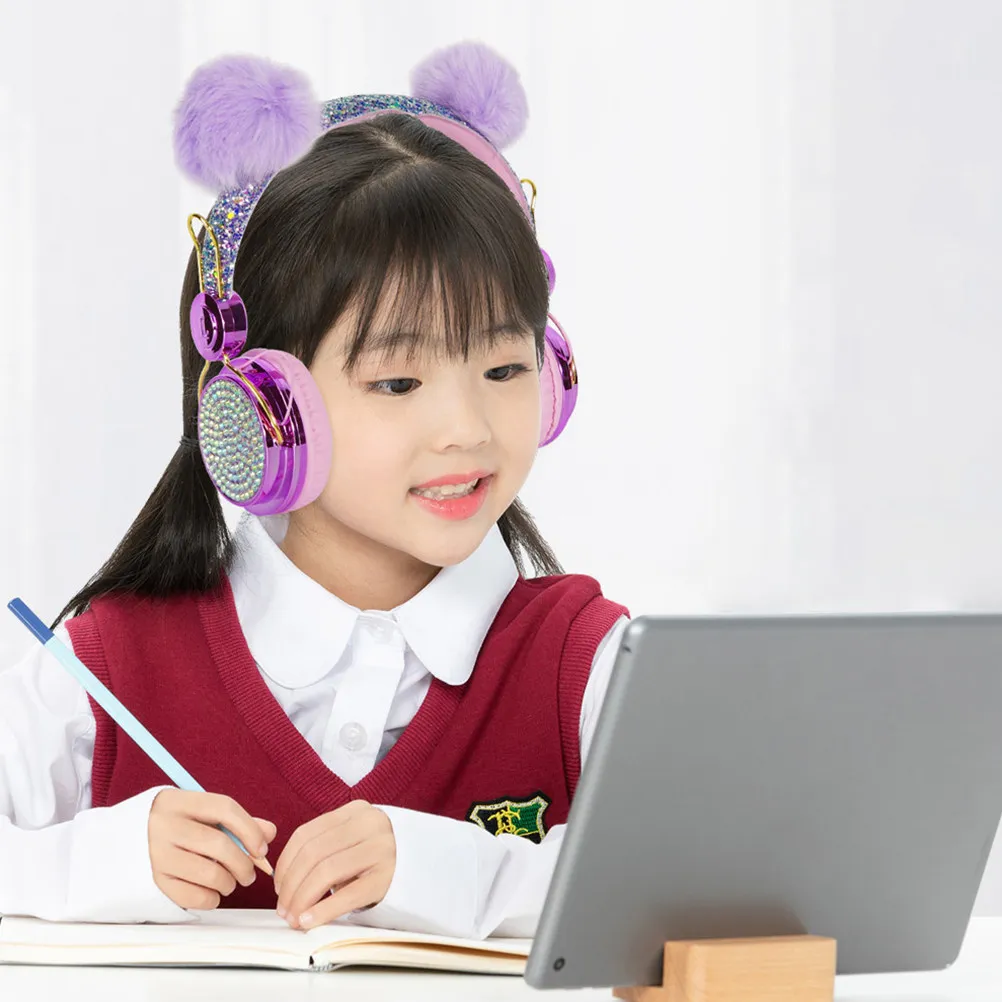 헤드셋 및 라인스톤 글리터 볼 .5mm 오디오 케이블(전화 태블릿 노트북 컴퓨터와 호환 가능)