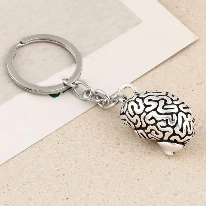 Tizee 2 portachiavi anatomici a forma di cervello – ciondolo a forma di organo stampato in 3D, cervello realistico rosa per donne e uomini, portachiavi con ciondolo per borsa, regalo bavaglio