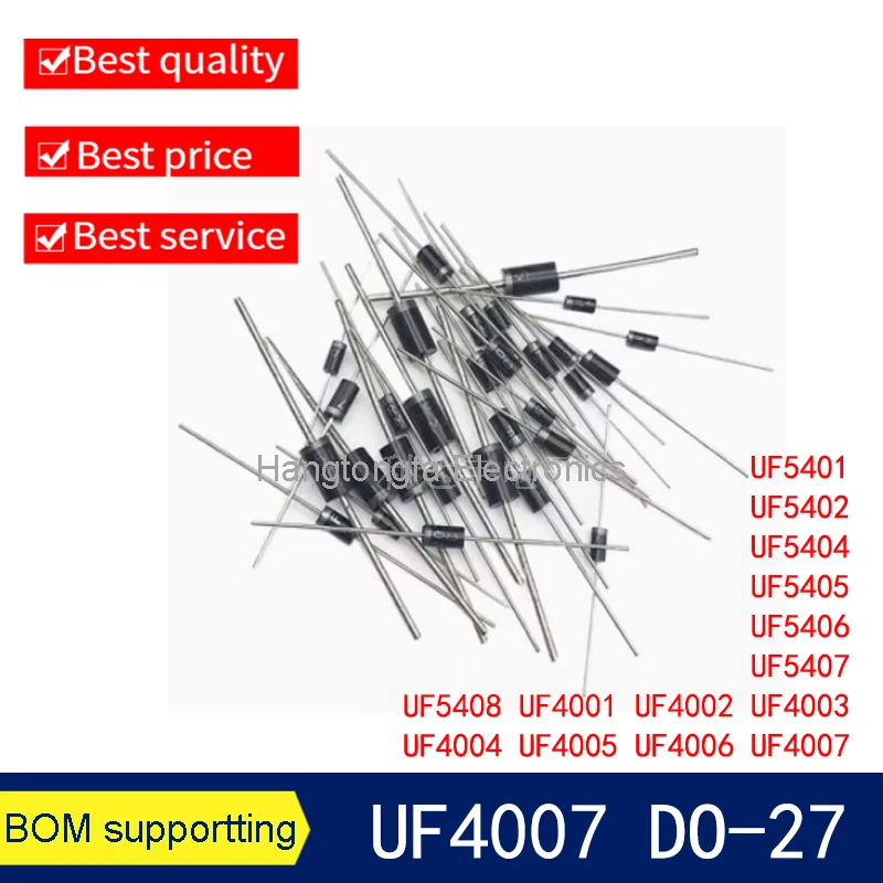 UF5408 UF4004 UF4005 UF4007 UF5401 UF5402 UF5404 UF5405 UF5406 UF5407 UF4001 UF4002 UF4003 UF4006 DO-27, выпрямительный диод, 20 шт.