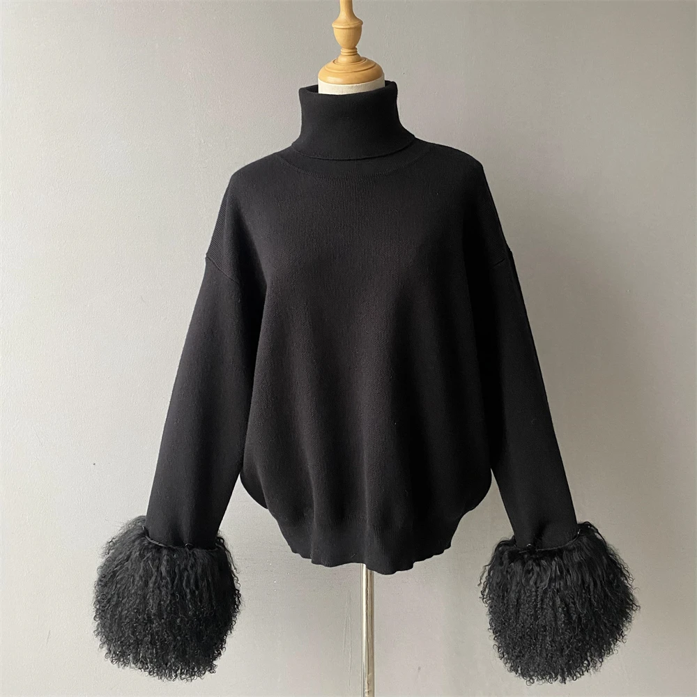 Raglan sleeve knit sweater and pants set back view