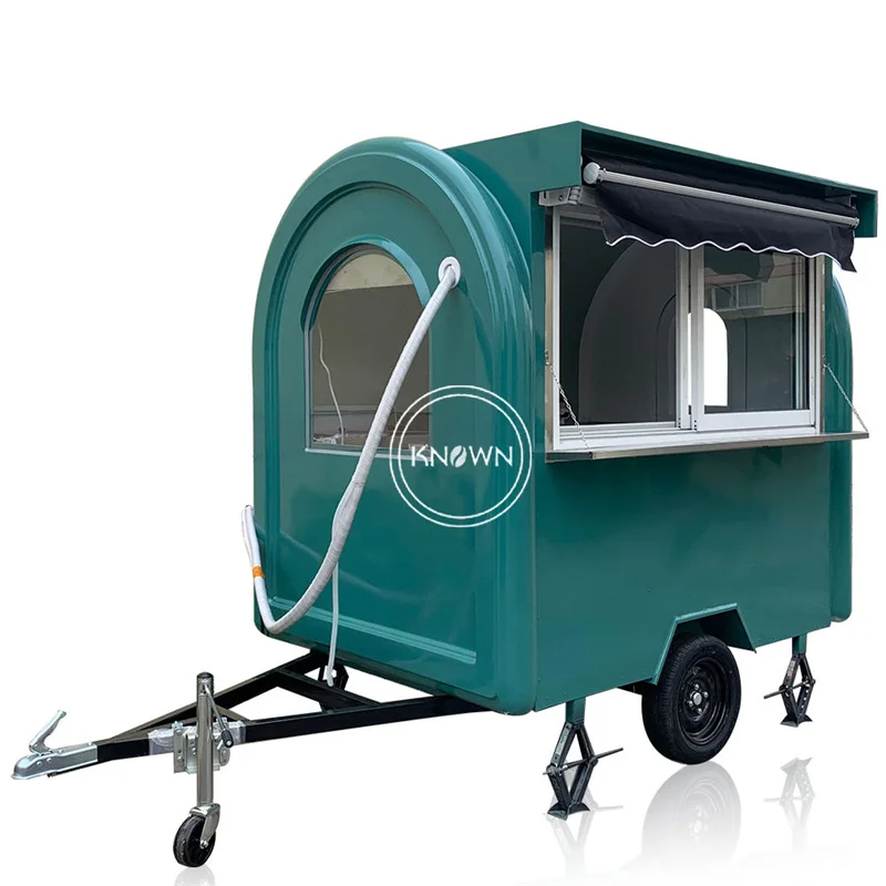 Small Or Big Wheel Fast Food Carts Kiosk Snack Food Selling Car Street Mobile Coffee Hotdog Vending Trailer Towable Van For Sale hot selling street coffee food trailer customized green ice snack food truck