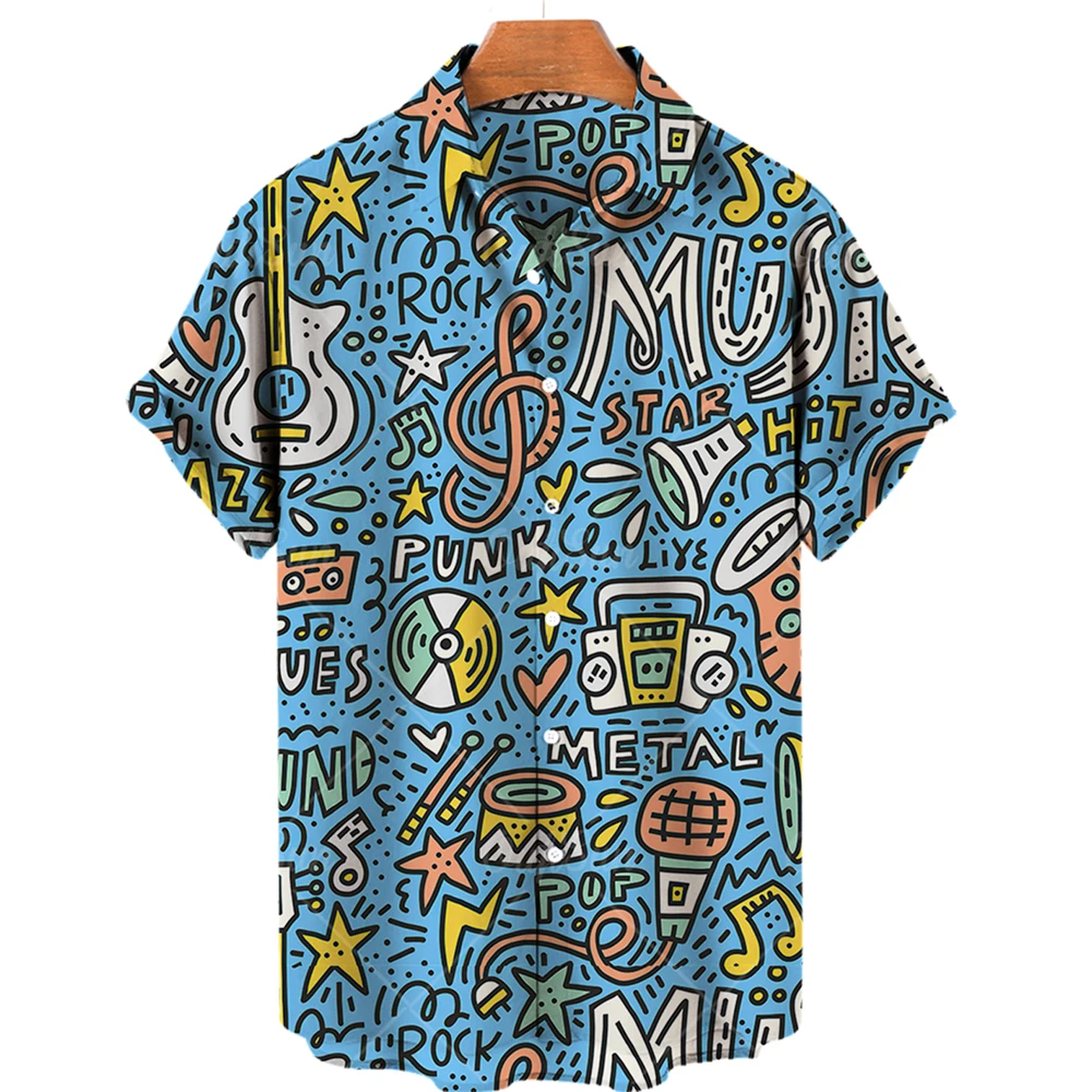 Hawaiian Men's Shirts Music Cd 3d Printed Rock Shirts For Men Single Breasted Oversized Top Tee Shirt Men Clothing Male Camisa 3 5mm earphone audio splitter 1 male to 2 3 4 female cable way port aux music sound output cables stereo headset extension