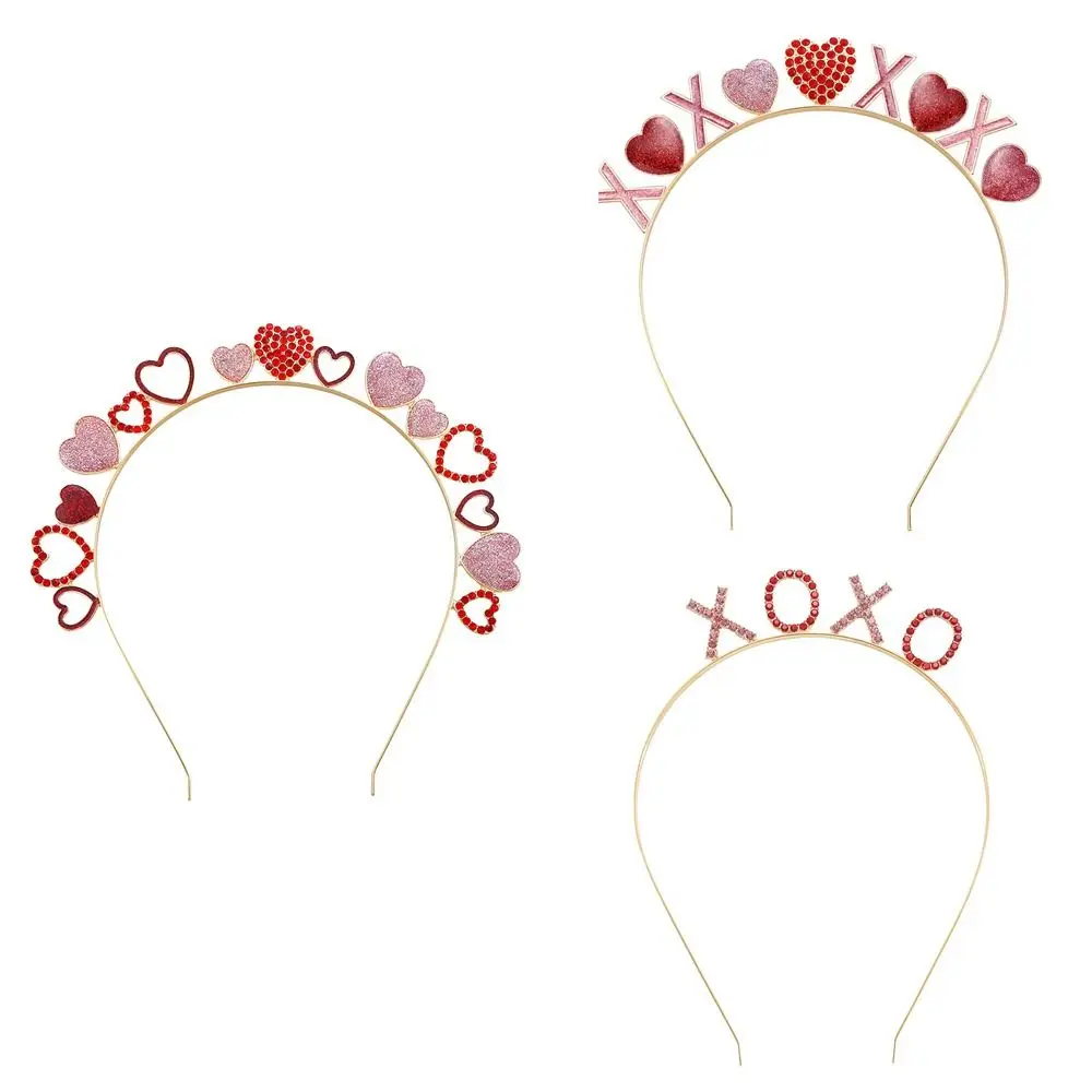 

Zircon Rhinestone Heart Headband Hollow Love Letter Crystal Hair Hoop Hair Accessories Headwear Valentine's Day Headdress