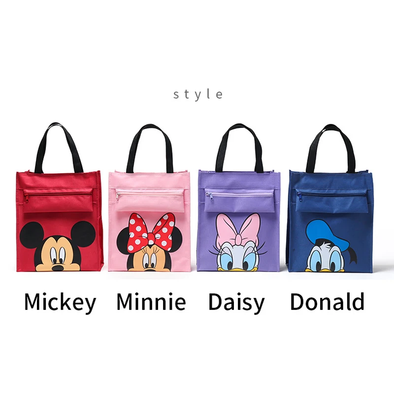 MINISO Original Mickey Mouse Handbag Cartoon Casual Portable Oxford Cloth bag Pen File Folder for Papers Student Stationery 3