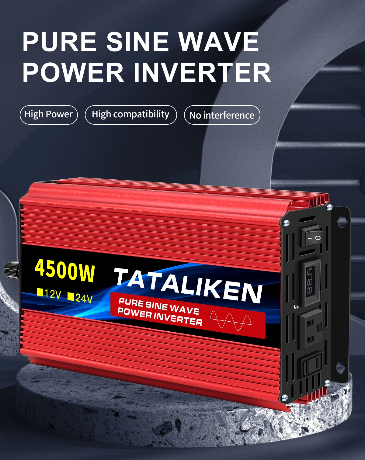 12V 110V 60HZ Inverter Pure Sine Wave 5000W 6000W Transformer Car Charger Adapter with Converter High Power