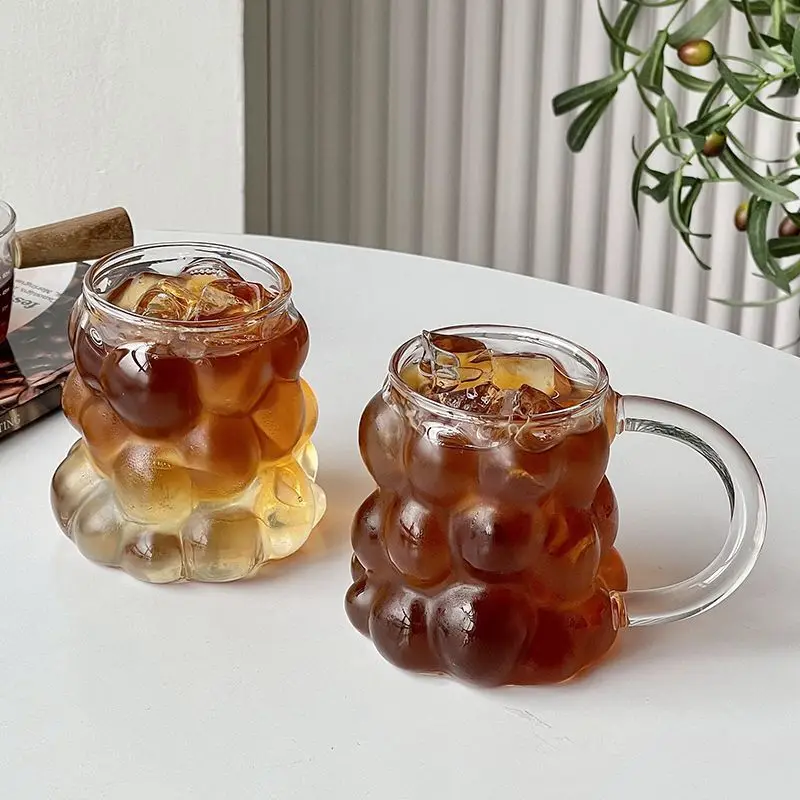

Creative Glass Cup with Handle Retro Coffee Milk Mug Transparent Breakfast Water Cups Latte Wine Glasses Cocktail Whisky