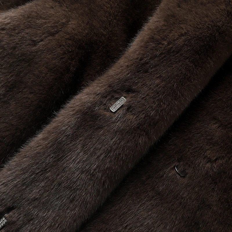 Neo Mint 2024 Winter Luxury Faux Mink Fur Coat Women Iconic Brand Long Outerwear Jacket Crystal Hooks Street Style Warm Overcoat 6