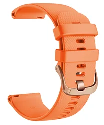 Elegant Leather Smart Watch Strap with Rose Gold Buckle - 18mm Bracelet Wristband for Forerunner 255S 265S (Silicone orange)