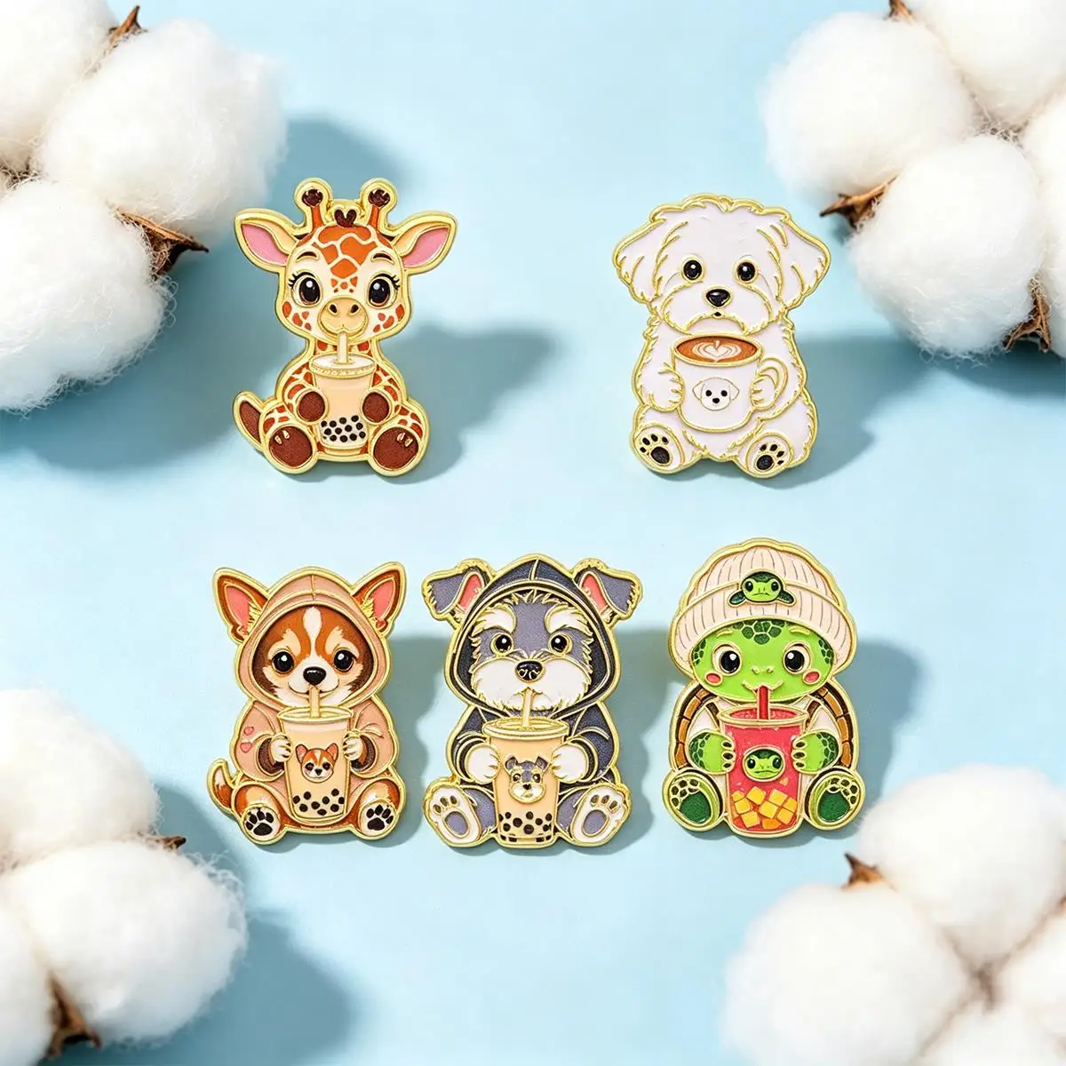 Charming Cartoon Animal Enamel Pin Brooch - Adorable Puppy Otter Design for Backpacks and Clothing Accessories