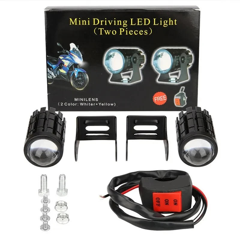 Motorcycle Driving Lights motorcycle driving lights Mini Dual Colo for Headlight Auxiliary Spotlight Lamp R ATV Scooter Moto Fog Light Accessories 9-36V