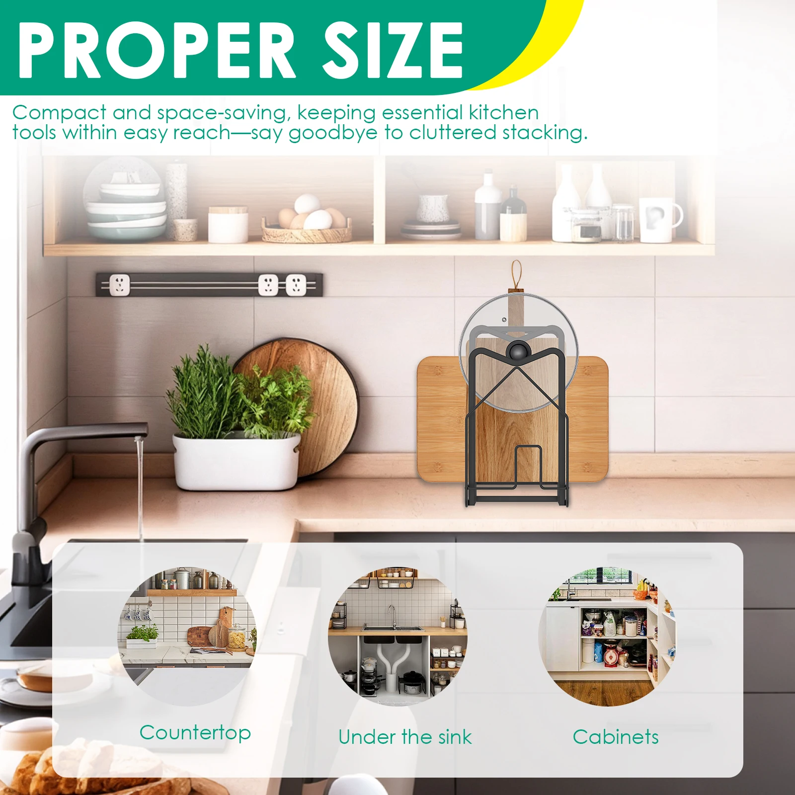 2 Pcs Cutting Board Holder Multi Layer Shelf Rustproof Cutting Board Stand Pot Lid Storage Rack Kitchen Organizer Shelf for Home