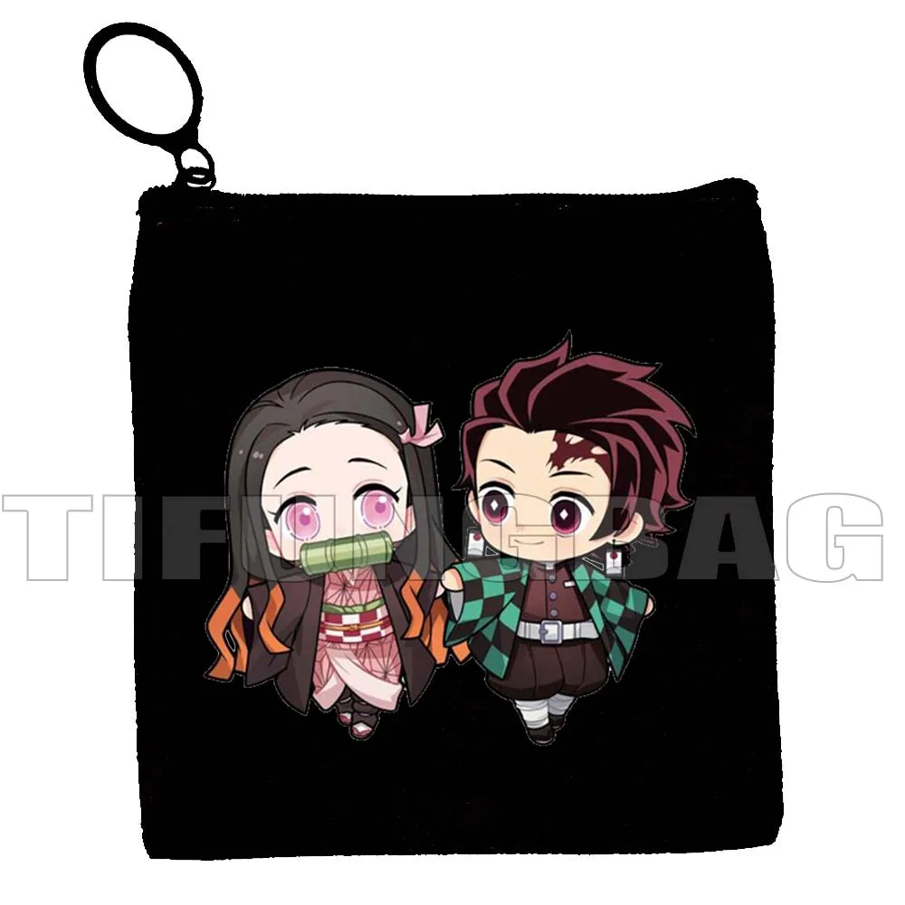 Demon Slayer Anime Kimetsu Kamado Nezuko Girl Inosuke Muichiro Tokito Tangiro Canvas Coin Purse Square Key Card Bag Wallet Pouch coin purse women wallet coin wallet