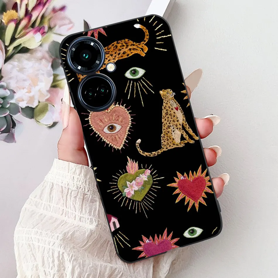 Elegant Butterfly Cat Black Silicone Soft Phone Case