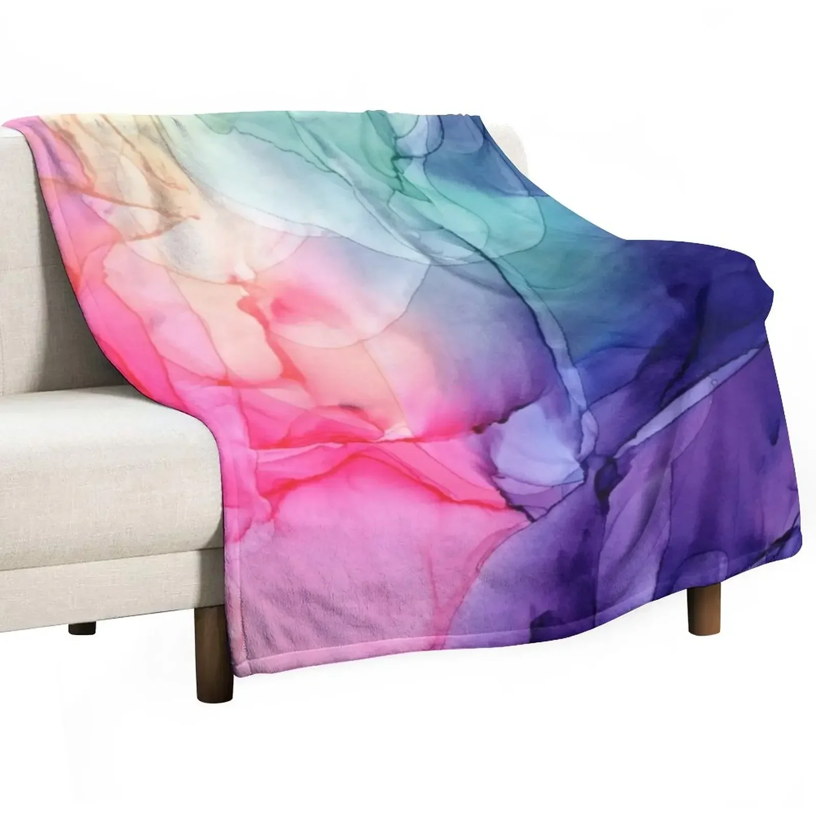 

Colorful Rainbow Flowing Abstract Vertical Painting Throw Blanket Luxury St Multi-Purpose Blankets