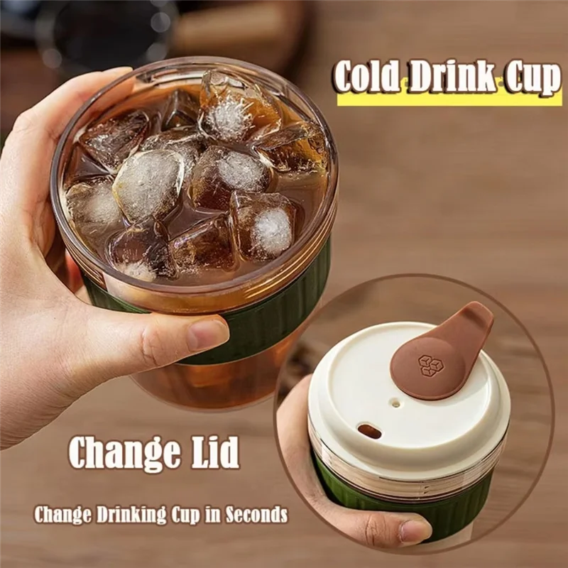 Coffee Cup With Pressing Type Ice Tray Cold Brew Coffee Maker For Outdoor Use Portable Iced Drink Cup