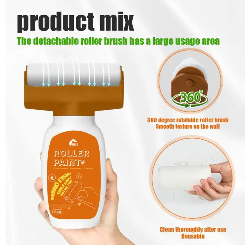 Brosse de Réparation Murale, Rouleau de Peinture, Petit Rouleau, Crème de Réparation Murale avec Grattoir, Outil de Peinture Graffiti DIY, 500g