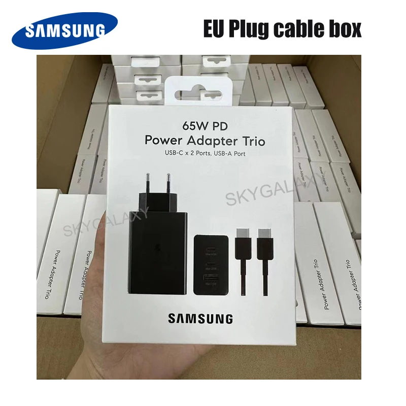 Cargador Samsung PD Adapter 65W Trio Puerto Tipo USB-C x 2 y Tipo