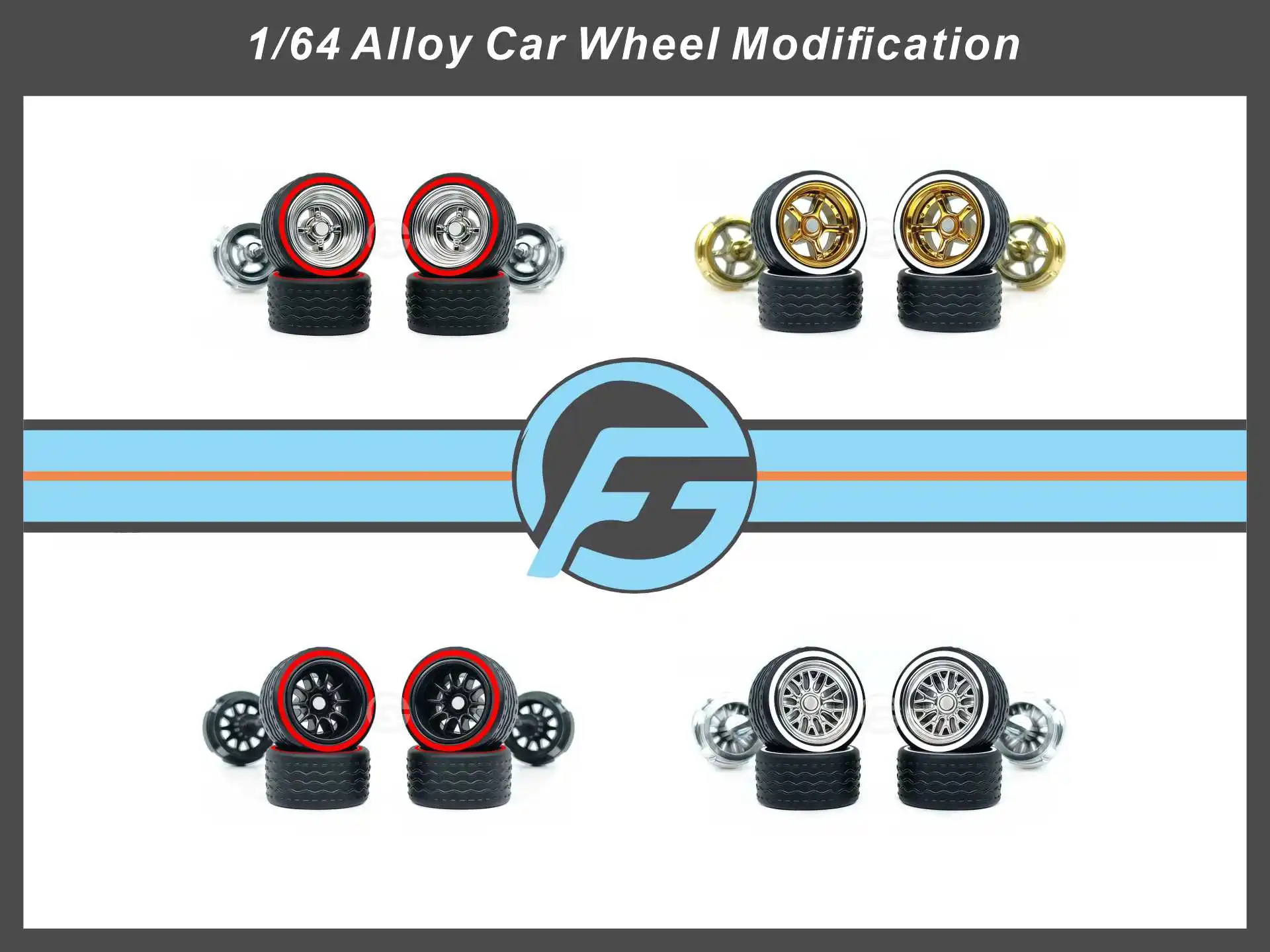 FANSGUY 1Set 10.8mm 1/64 Adult Car Model Wheel Parts RWSSC-N Series