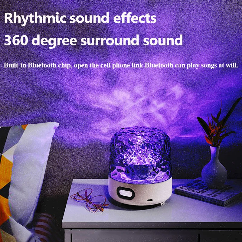 Mini Portable Bluetooth Speaker Remote Control Colorful Projection Ambient Light Surround Sound Music Box Soundbar Long Enduranc