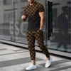 Summer Tracksuits Men's Suit Casual Trousers Set Print Stripe Short Sleeve T Shirt Round Neck Men Clothing 2 Piece Outfits 4