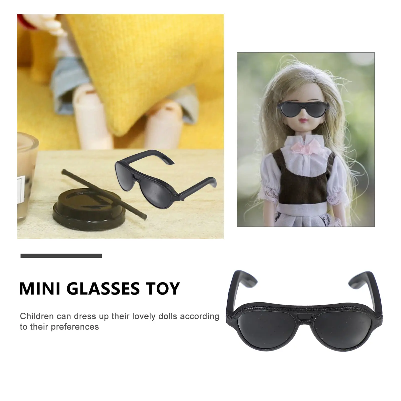 100pcs Doll Sunglasses, Miniature Sunglasses Mini Doll Costume Rubber Duck Accessories for Dollhouse Crafts 4