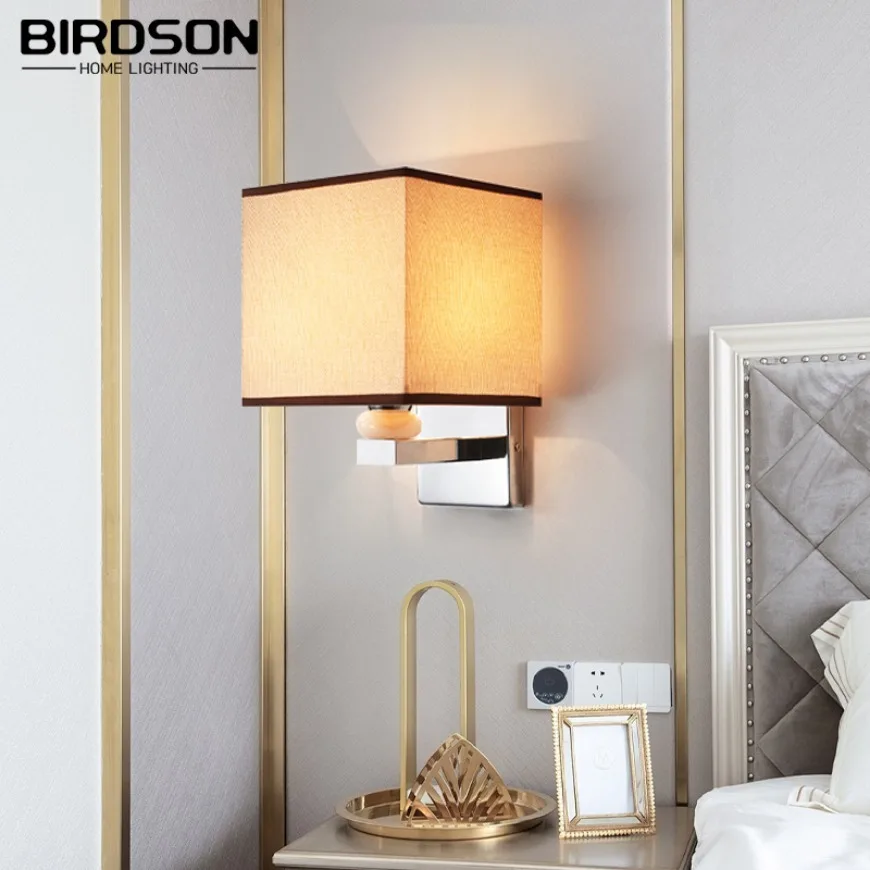 

LED Wall Lamp Bedside Wall Lamp Modern Minimalist Fabric Retro Design E27 Household Lamp Living Room Bedroom Decorative Lighting