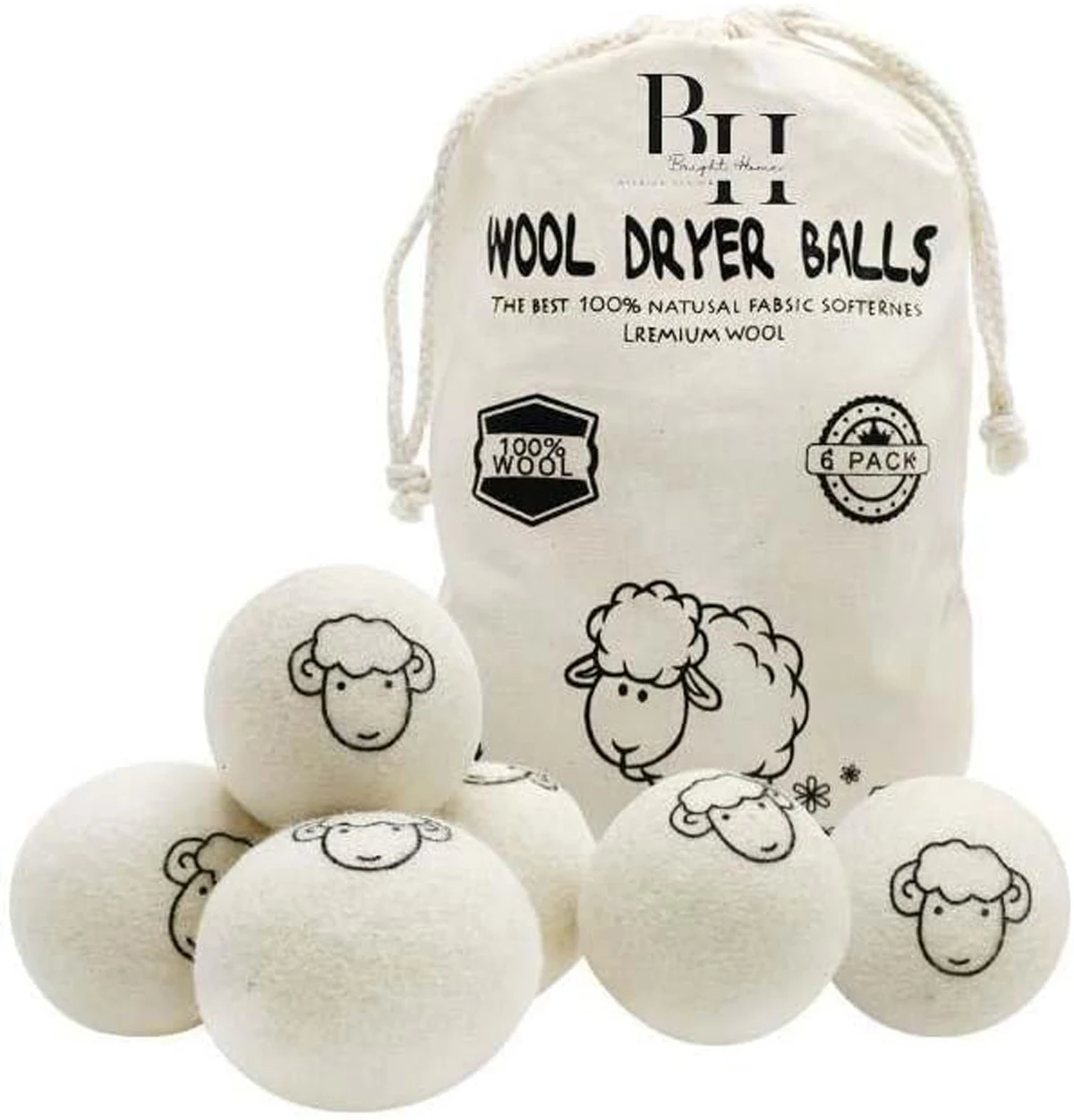 Wool Dryer Balls 7cm/2.7inch Dryer Balls Reusable Premium Natural Fabric Softener