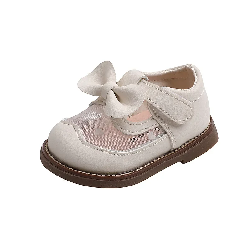 Hollow-out Lace Upper Baby Shoes Girl Cute Butterfly-knot Toddler Girls Shoes New Heart-shape Embroidery Party Kids G02032