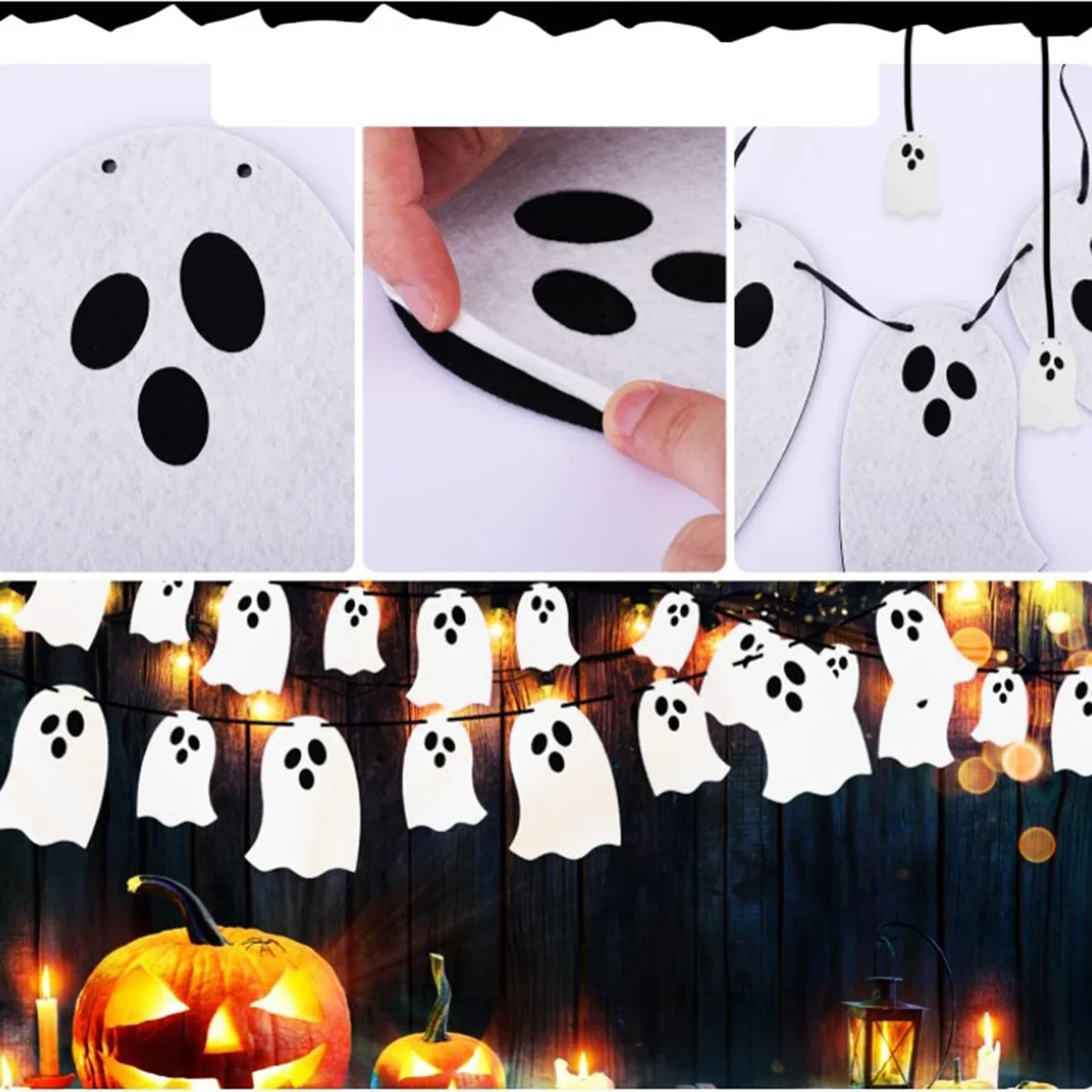 8pcs - Ghost Festival themed banners, Halloween party decorations, home decorations, scene decorations