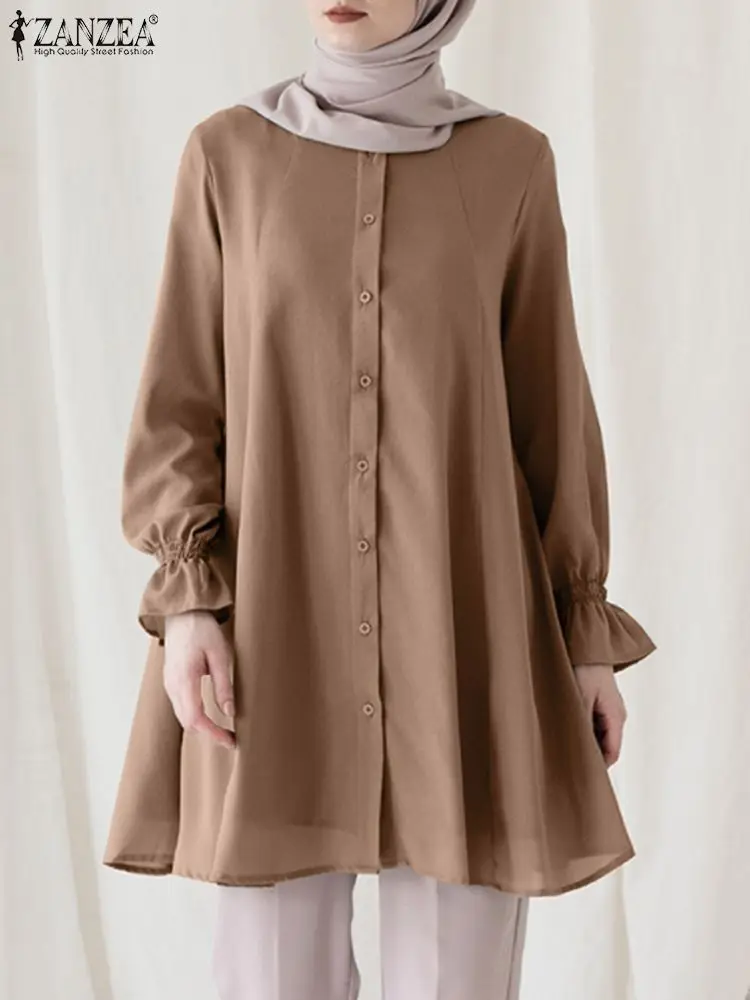 

Женская винтажная блузка с длинным рукавом, свободная однотонная блузка с оборками