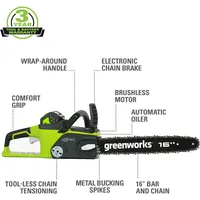 40V 16" BL Chainsaw, 4.0Ah Battery and Charger Included 2