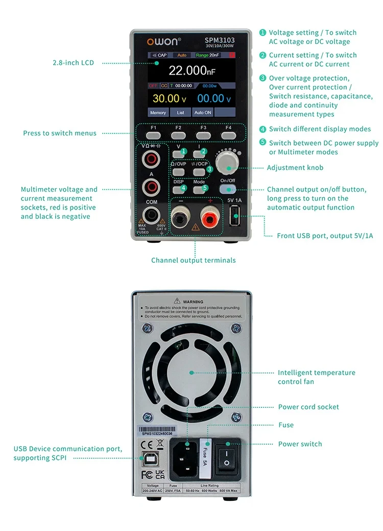 SPM3103/SPM6103/SPM6053 Programmable Lab Power Supply Multimeter Regulated Power