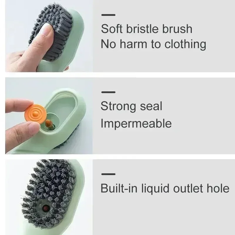 1/2pcs Cleaning Shoe Brush Soft Automatic Liquid Shoe Brush Long Handle Liquid Clothes Brush Household Cleaning Tools