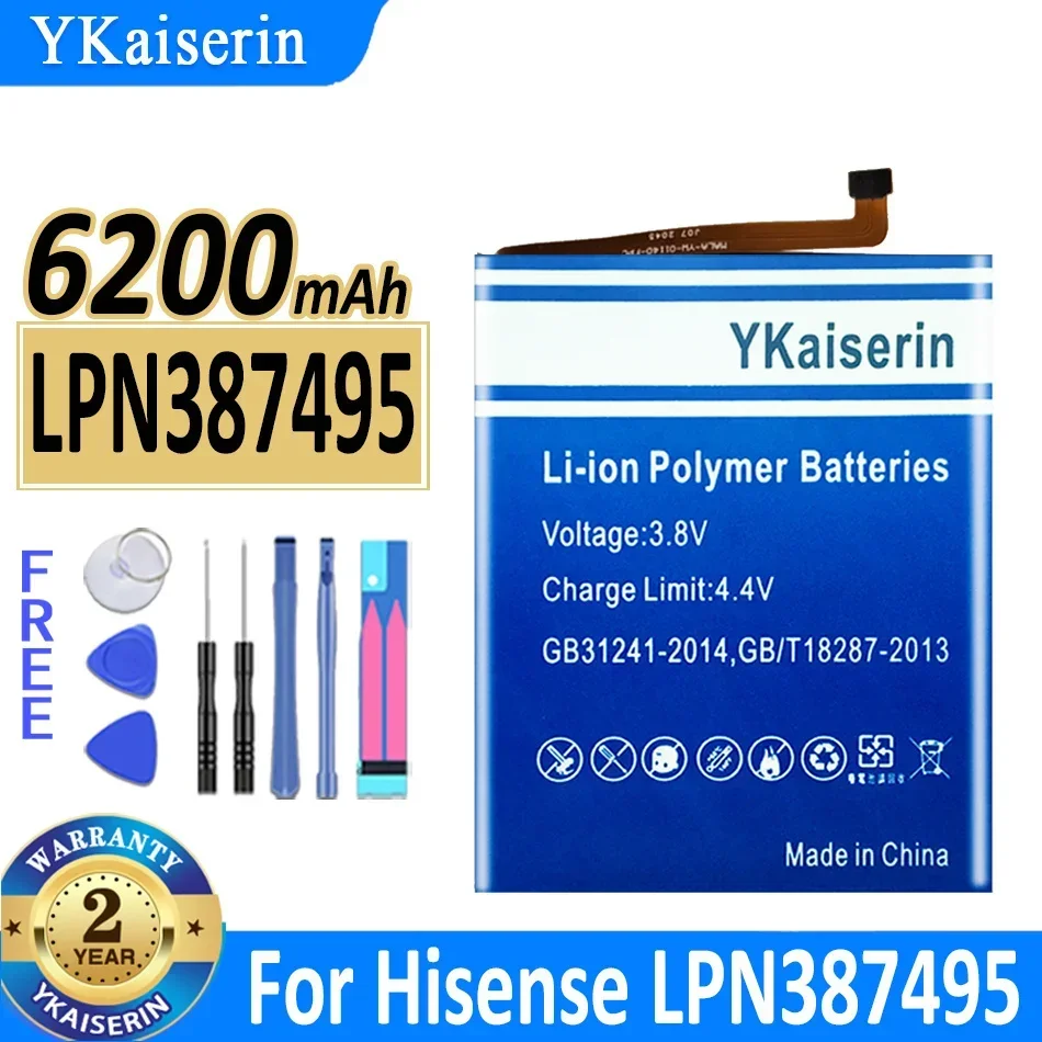 

Аккумулятор ykaisсеребрин на 6200 мАч для Hisense LPN387495 мобильный телефон