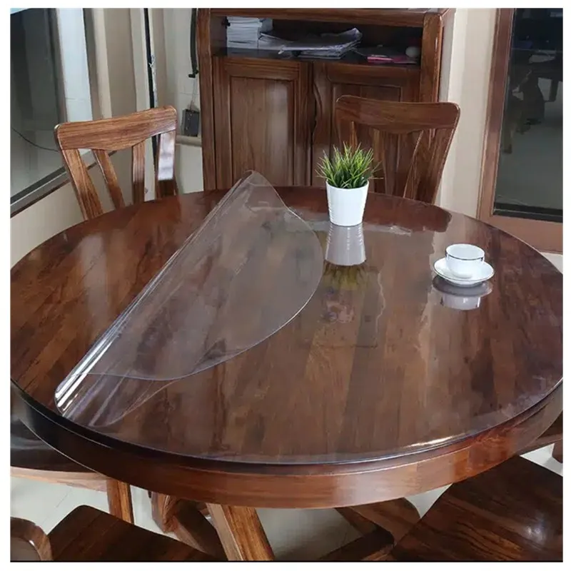 PVC Round Transparent Table Cloth, Waterproof， Oilprpoof , Soft Glass Tablecloth, Dining Table Protector. 1.0mm  (501) 3