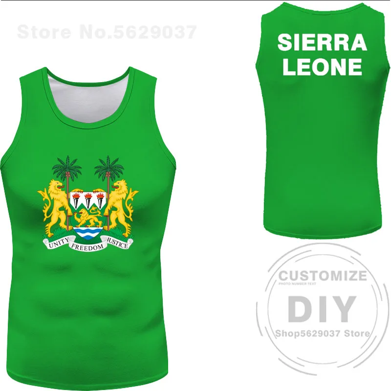 Sierra Leone Vest Diy Free Sle Tank Top Nation Flag Sl Republic Leonean Country College Print Photo Sleeveless T-shirt