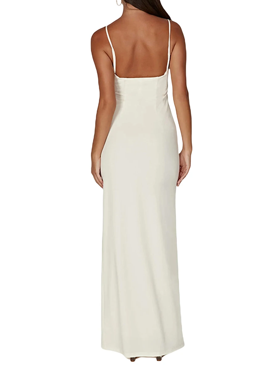

aporake Women Spaghetti Strap es Sexy Backless Floral Printed Bodycon Going Out Cami Dress for Club Party (White D1