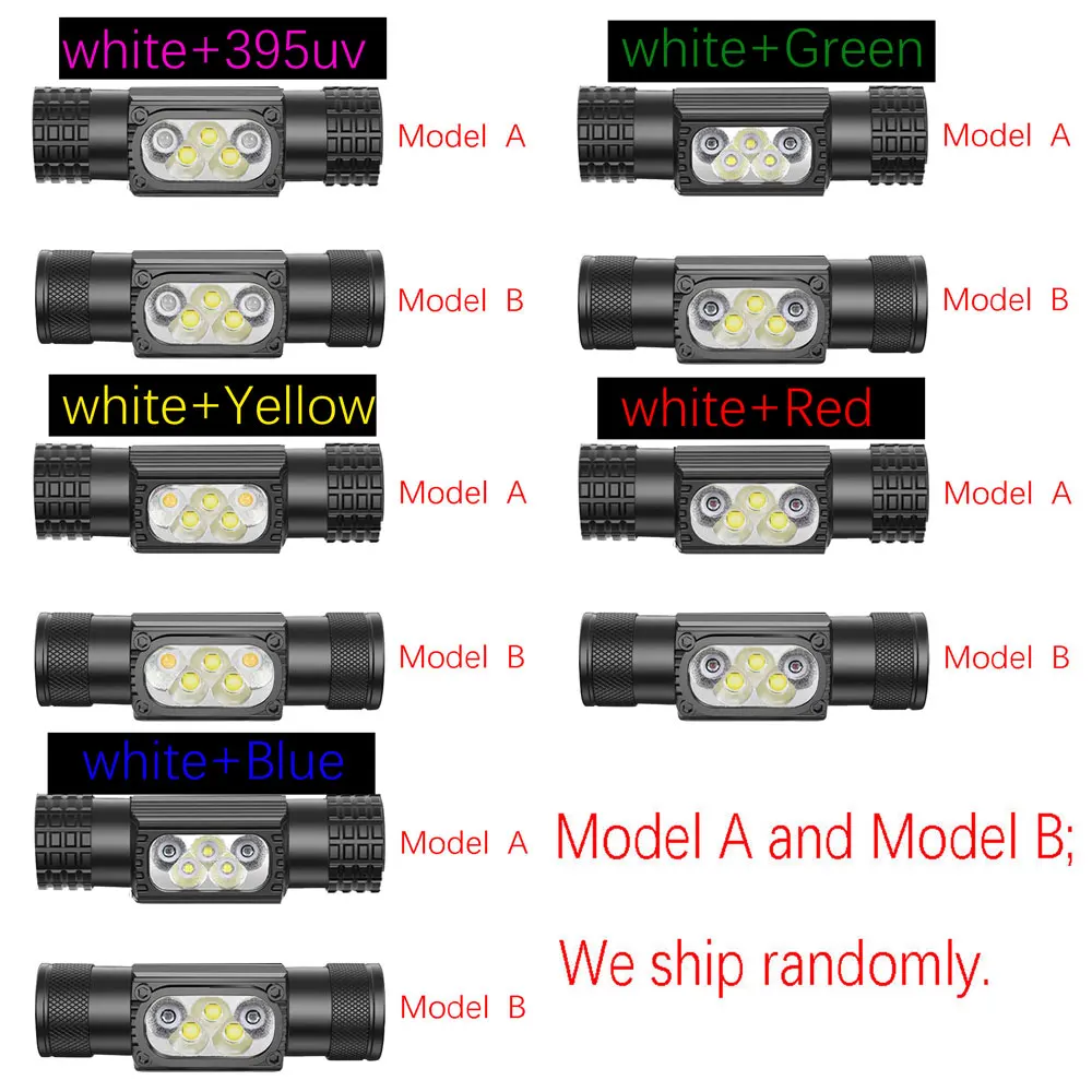 H05B Mini LED Headlamp 6 Color Flash Head Lamp Light Flash Light Torch head flashlight cob headlamp