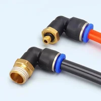 20/50/100PCS Pneumatic Air Connector PL 4mm 6 8 10 12mm Thread 1/8 1/4" 3/8" 1/2" Trachea Elbow Air Fittings Hose Quick Conector 5