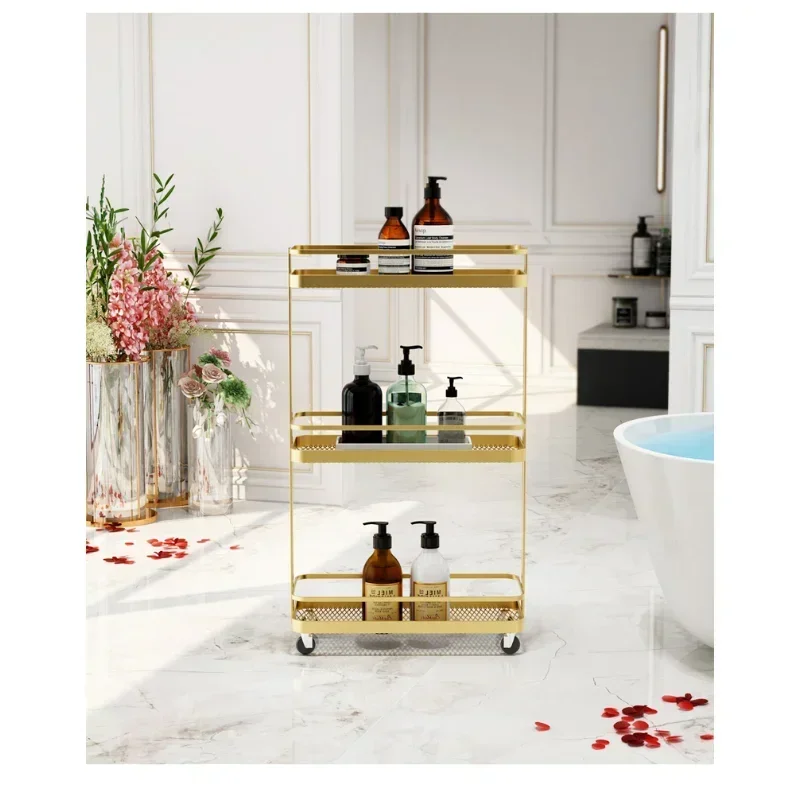 Trolley Gold Station Barber for Salon Cosmetics Bar Trolly Manicure Furniture Beauty Organizers Trolleys Vintage Pink Makeup Box