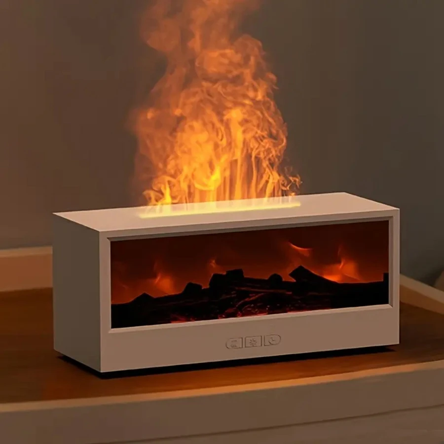 Simulated 3D flame aromatherapy machine essential oil humidifier, with timed remote control of light aromatherapy diffuser 2