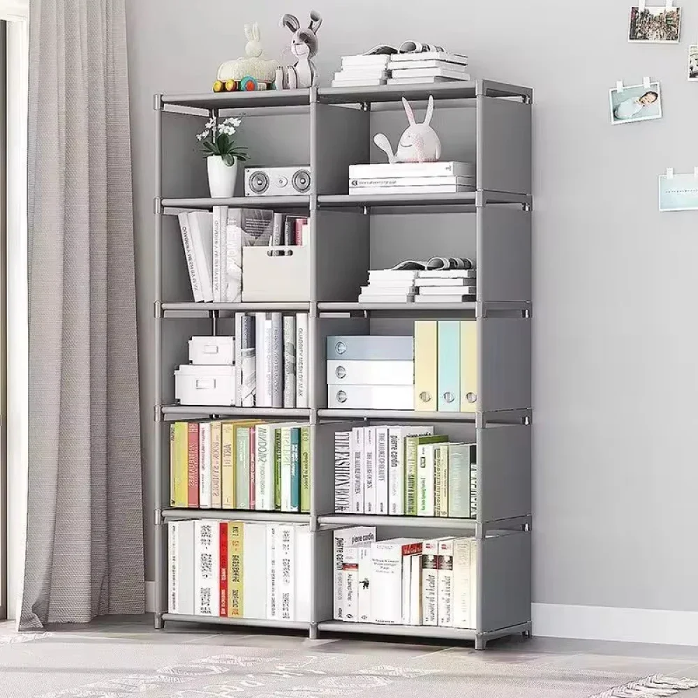 DIY Wardrobe Bookshelf Simple Bookshelf Multi Layer Easy Assembly Plastic Square Storage Rack Living Room Study Room Bedroom