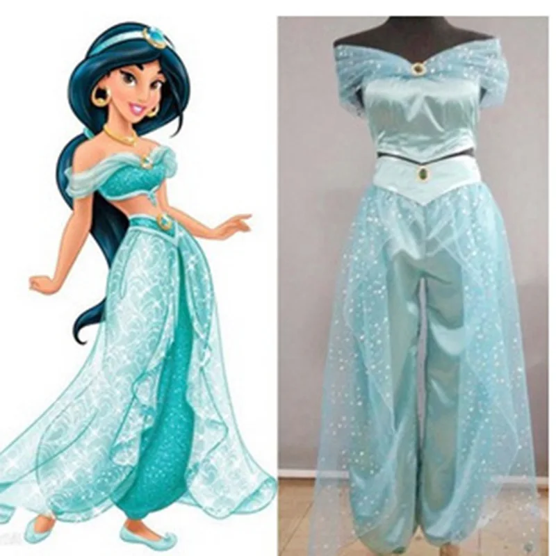 

Anime Aladdin Jasmine Princess Cosplay Women Girl Outfits Fancy Dress Up Party Costume Sets