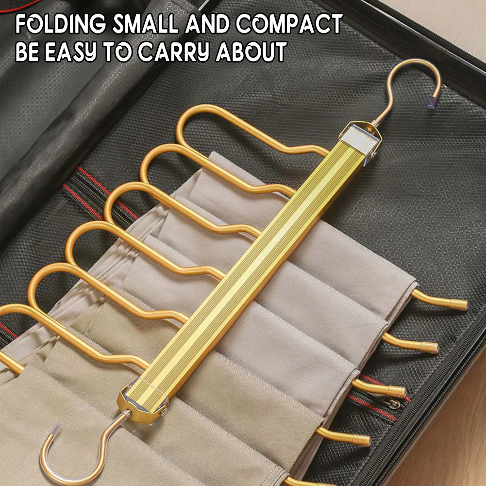 Space Saving Clothes Hanger Racks 6 in 1 Drying Clothes Rack Folding Pant Rack Bedroom Wardrobe Coat Organizer Hangers Storage