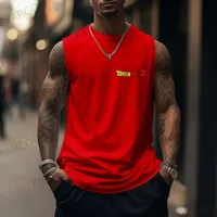 Dragon Ball Inspired Goku Red Tank Top – Anime Gym Sleeveless Shirt - Image 2
