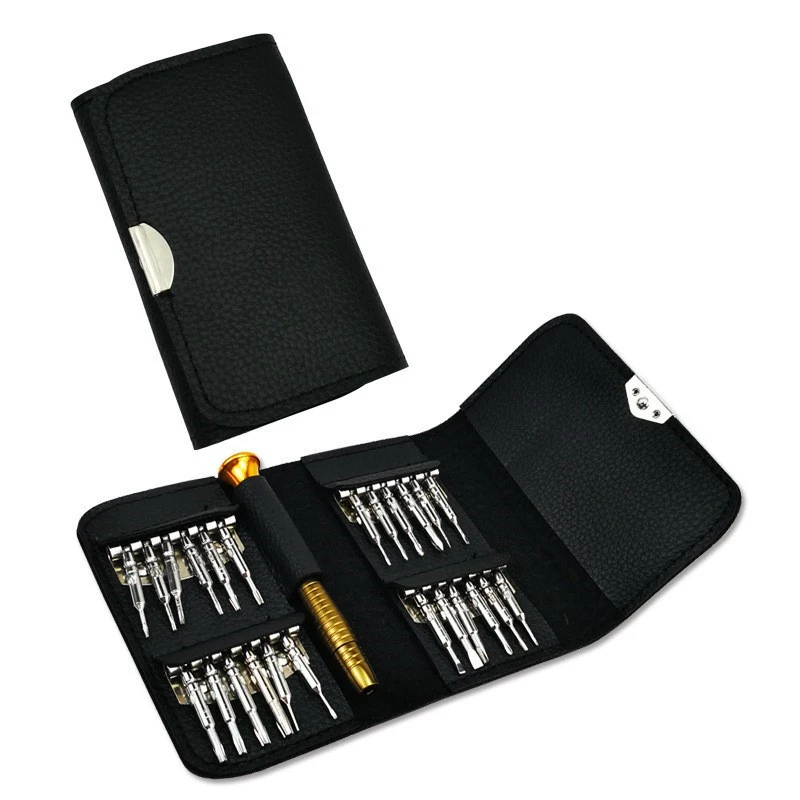 25 in 1 combination screwdriver, leather bag, mobile phone, notebook, glasses, maintenance and dismantling tool set