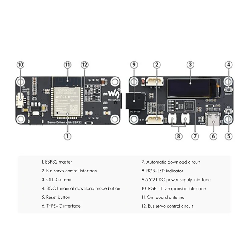 Waveshare ESP32 Servo Expansion Board BuiltIn WIFI and Bluetooth Serial