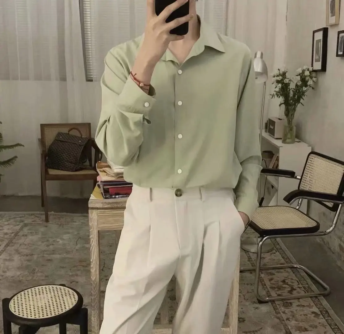 Plus Size 4XL-M High Elasticity Seamless Shirts Men Long Sleeve Top Quality Slim Casual Luxury Shirt Social Formal Dress Shirts