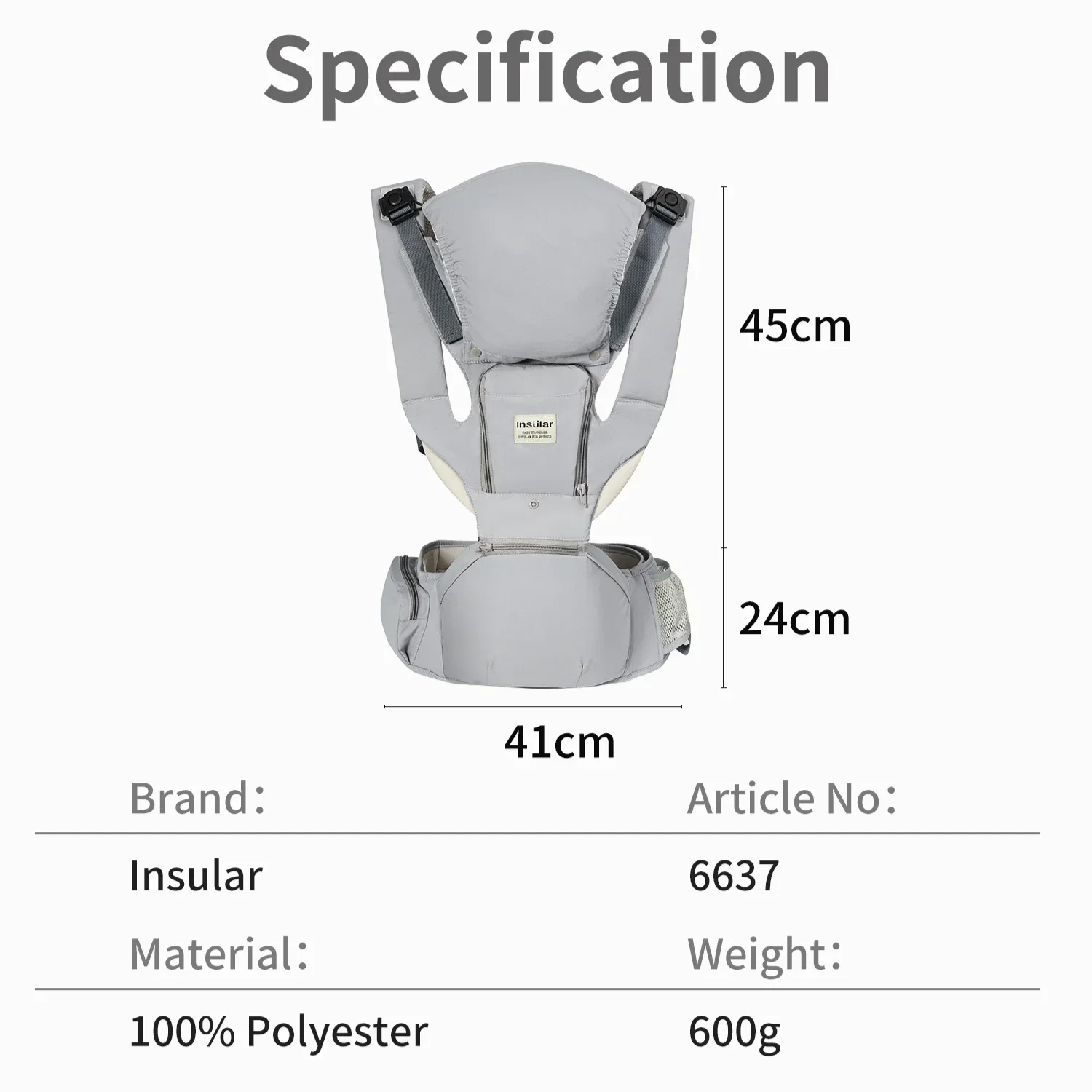 INSULAR 3 In 1 Baby Carrier Multi-functional Child Waist Stool Breathable Waist Stool With Hip Seat Front Hold Portable 0-2Y 6